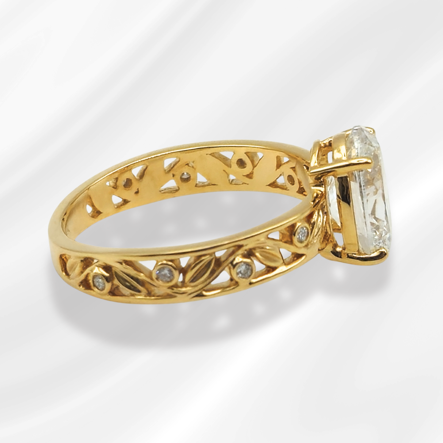 Floral Engagement Ring Lab Created Diamond