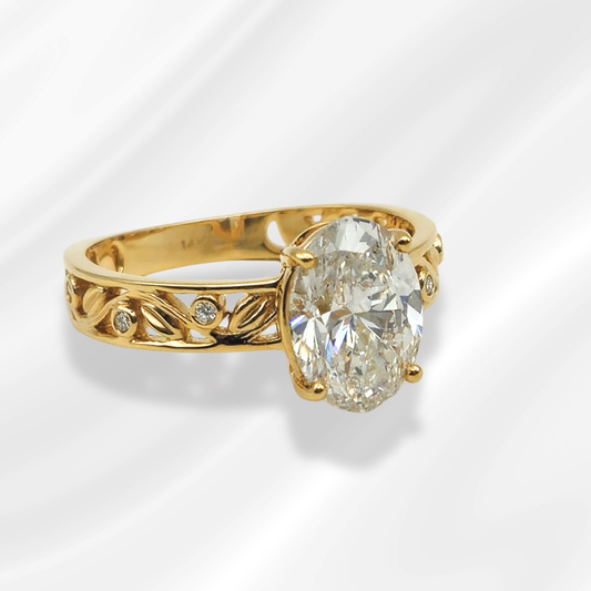 Floral Engagement Ring Lab Created Diamond