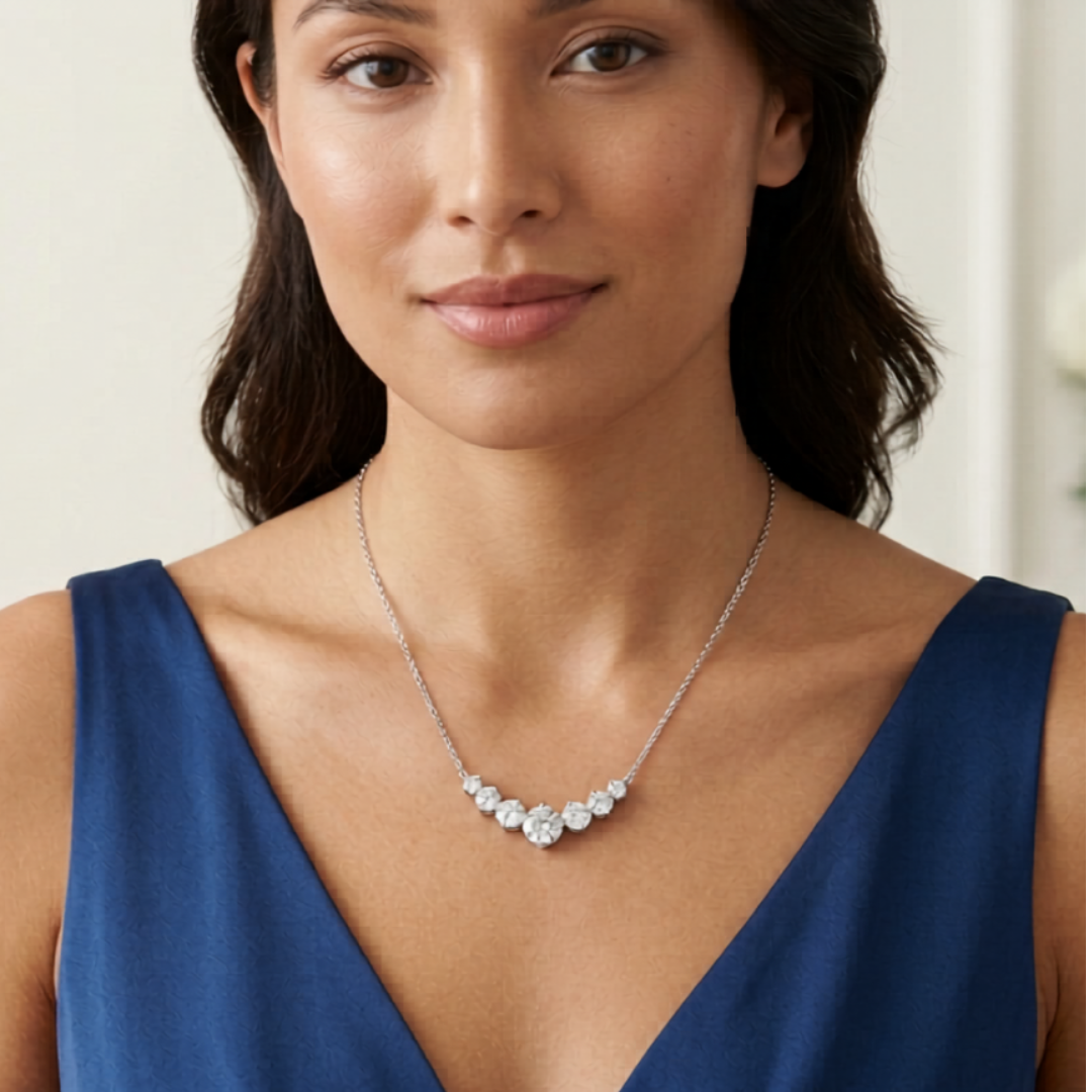 5ct Moissanite and Silver 7stone Necklace