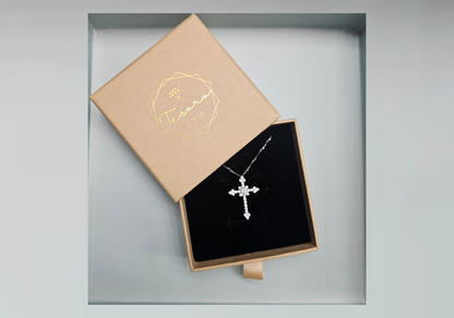 Cross Silver with Moissanite Necklace
