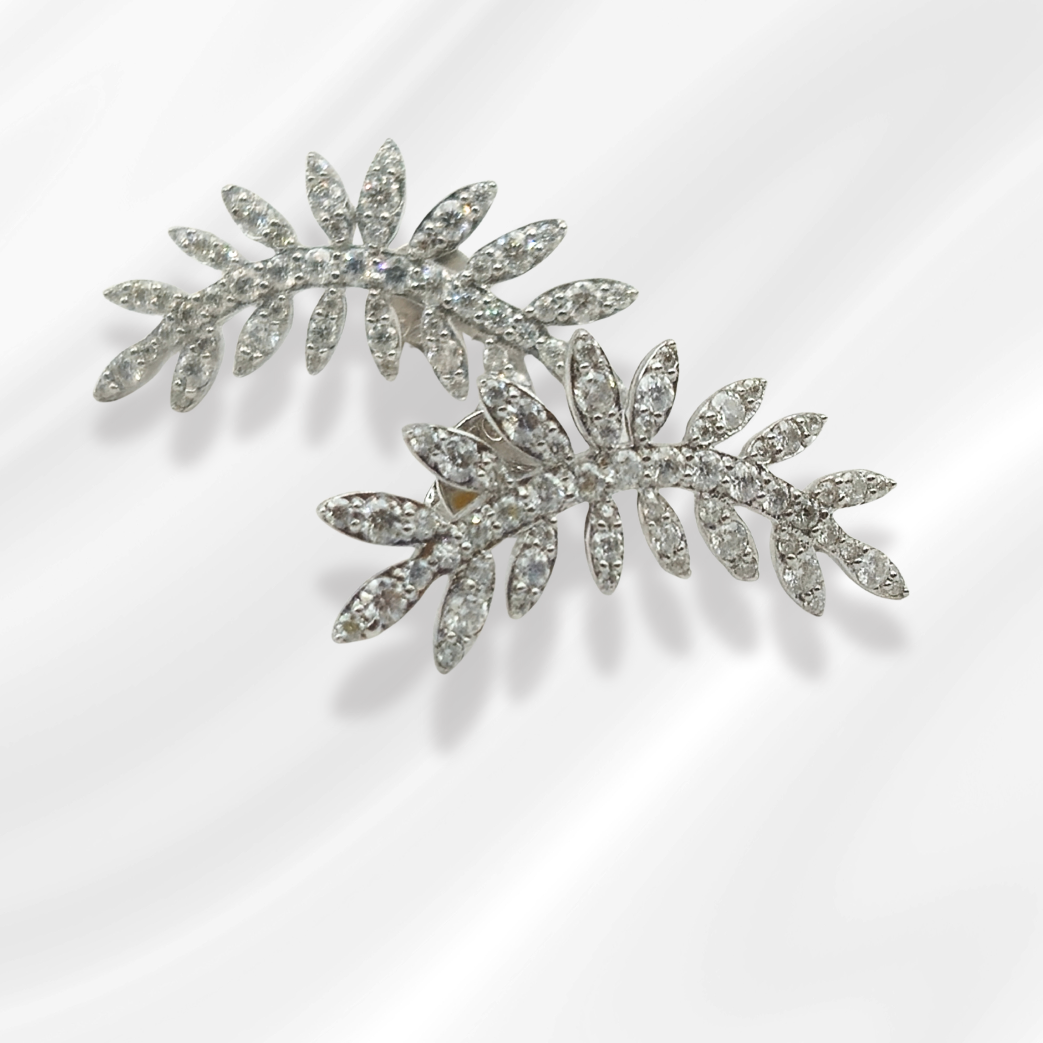 Silver Moissanite Leaf Earrings