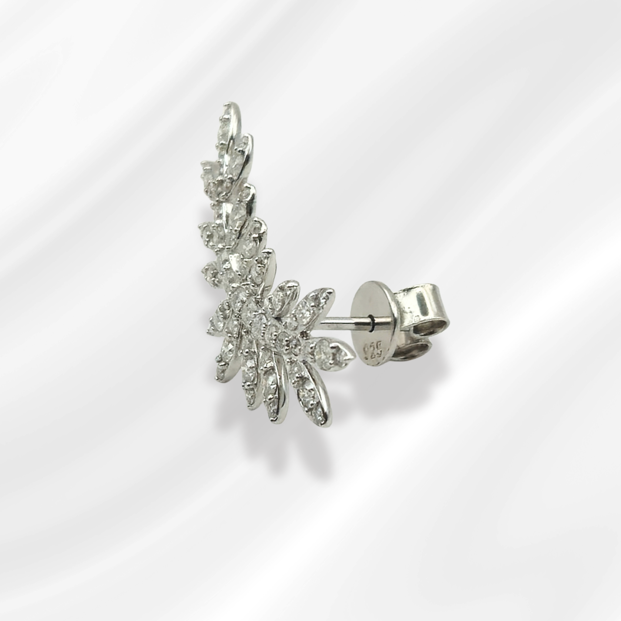 Silver Moissanite Leaf Earrings - Image 3