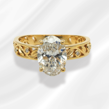 Floral Lab Diamond Engagement Ring