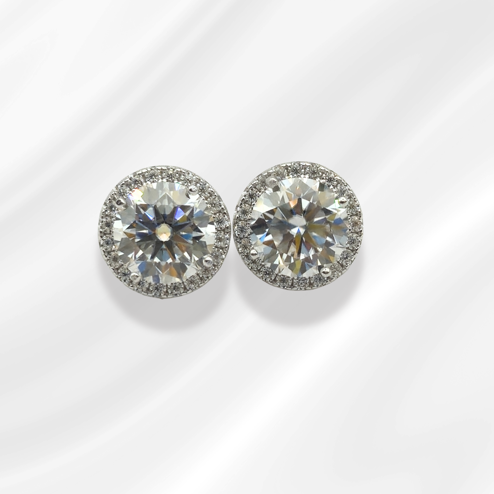 Moissanite Halo Stud Earrings