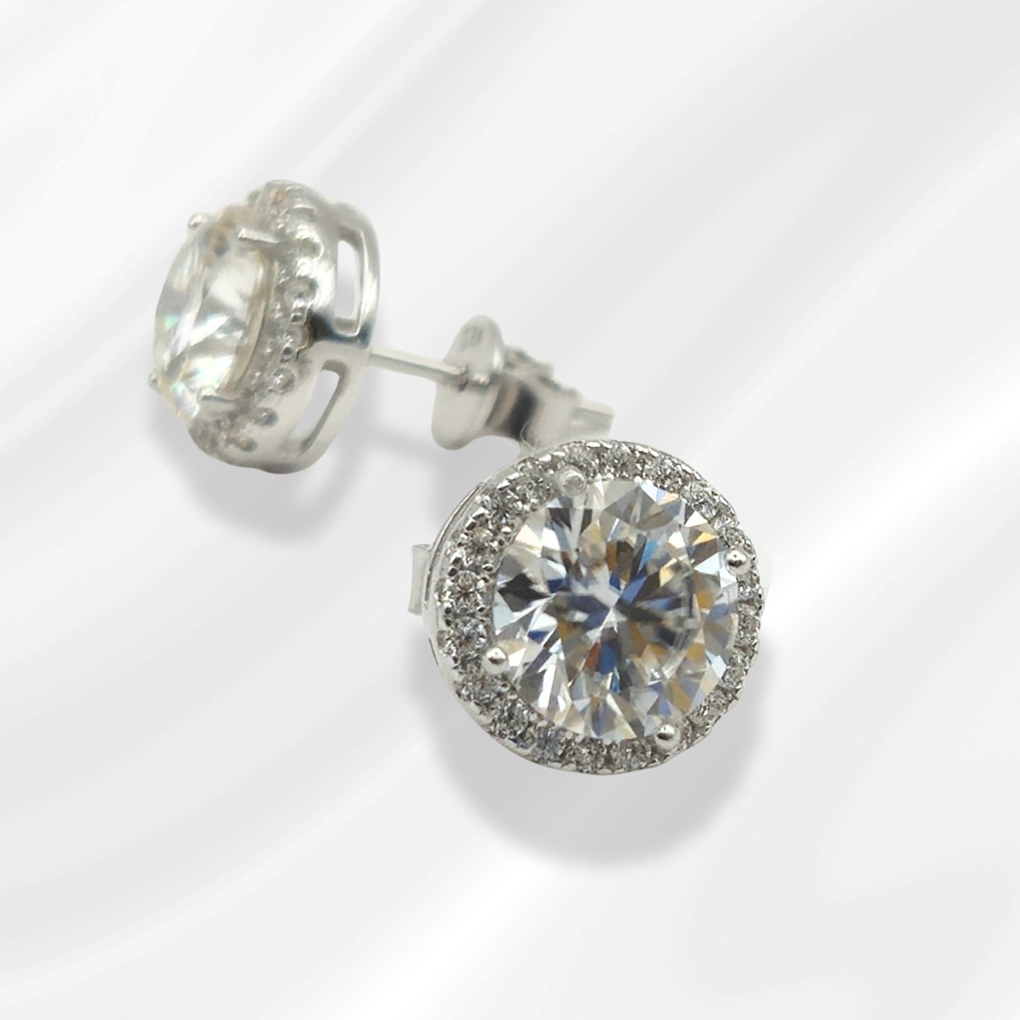 Moissanite Halo Stud Earrings - Image 3